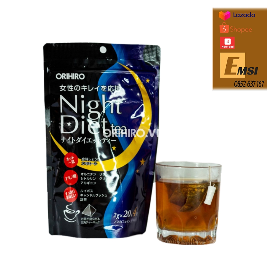 Orihiro Trà Giảm Cân Night Diet Tea 24 Gói