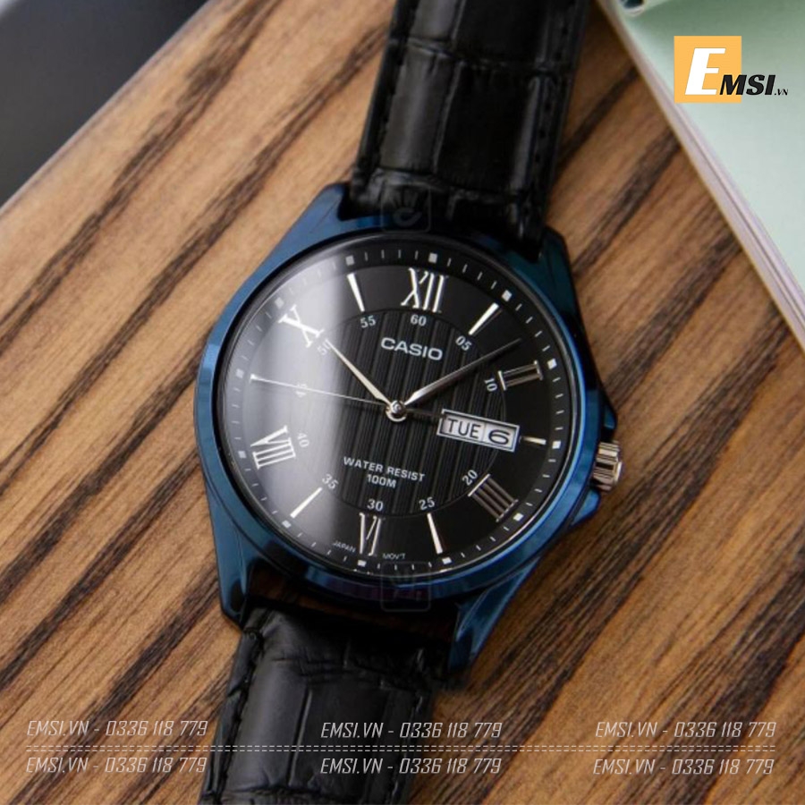 Casio MTP-1384BUL-1A - Đồng Hồ Nam - Kính Khoáng - Dây Da thật - Emsi.vn