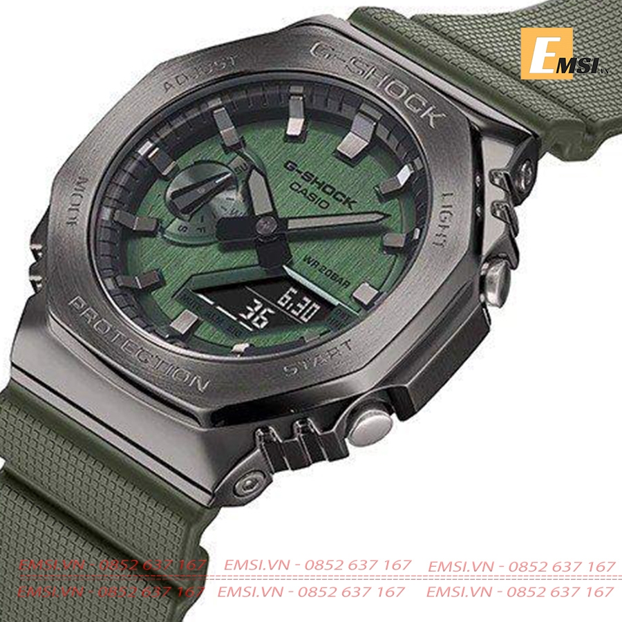 GM-2100B-3A | Đồng Hồ Casio | G-Shock | Nam | Dây Nhựa | Vỏ Thép | WR20BAR - Emsi.vn