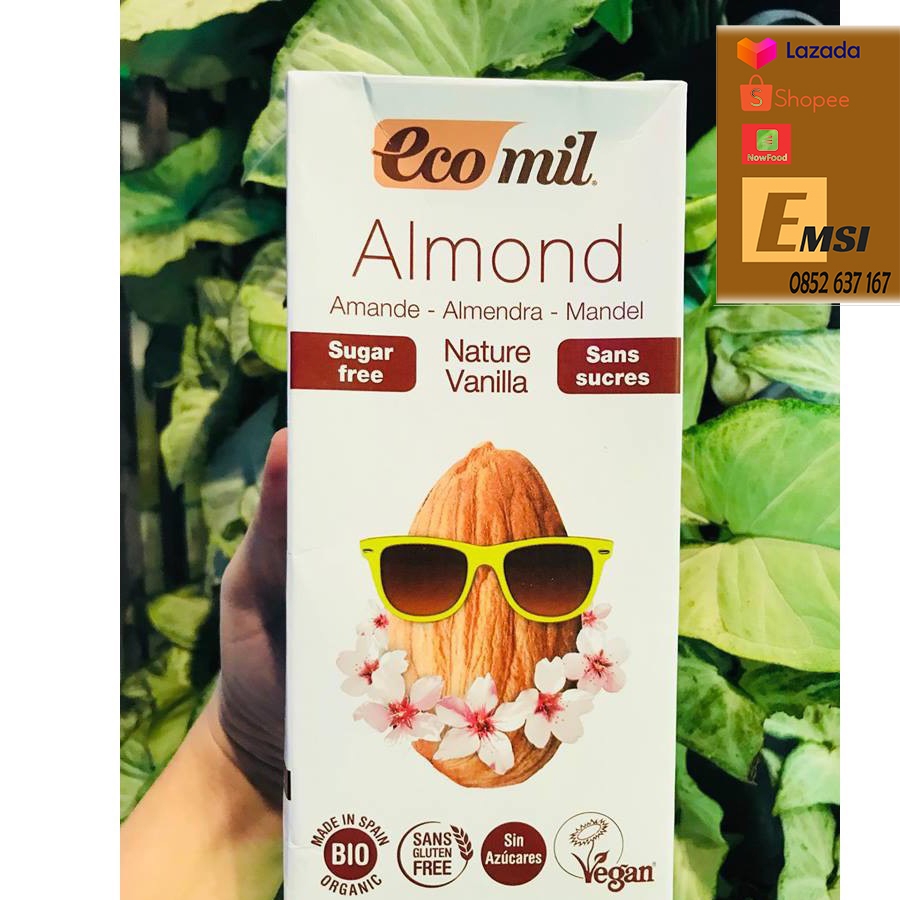 Nước hạnh nhân vanilla không đường hữu cơ 1L - EcoMil