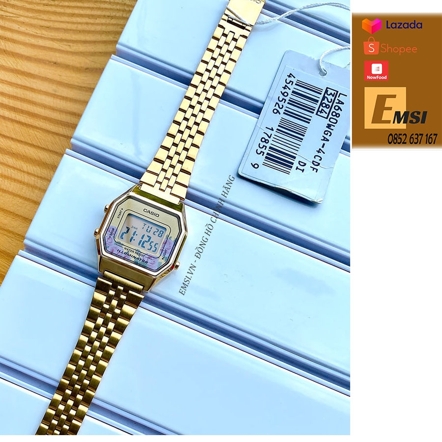 Casio LA680WGA-4CDF - Đồng hồ nữ - Pin / Quartz - Size mặt 29mm - Kính nhựa - Bảo Hành 5 Năm - Chính Hãng  - Emsi.vn
