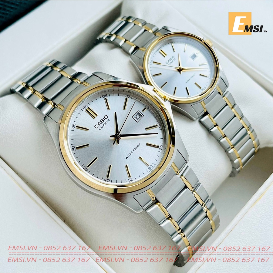 Đồng Hồ Casio Cặp Đôi MTP-1183G-7ADF & LTP-1183G-7ADF Dây Đeo Kim Loại Mạ Vàng - Chống Nước - Emsi.vn