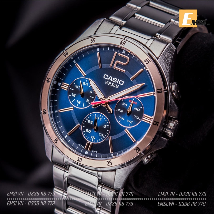 Đồng Hồ Nam Casio MTP-1374D-2A2 Dây Kim Loại