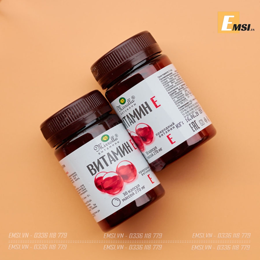 Vitamin E Đỏ Của Nga Mirrolla 270mg Hộp 30 Viên