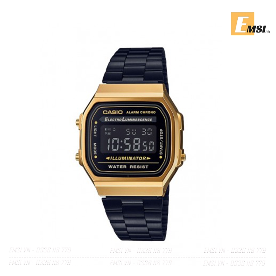 Đồng hồ Casio Nam A168WEGB-1B -  Nam - Kính Nhựa - Dây Thép - Emsi.vn