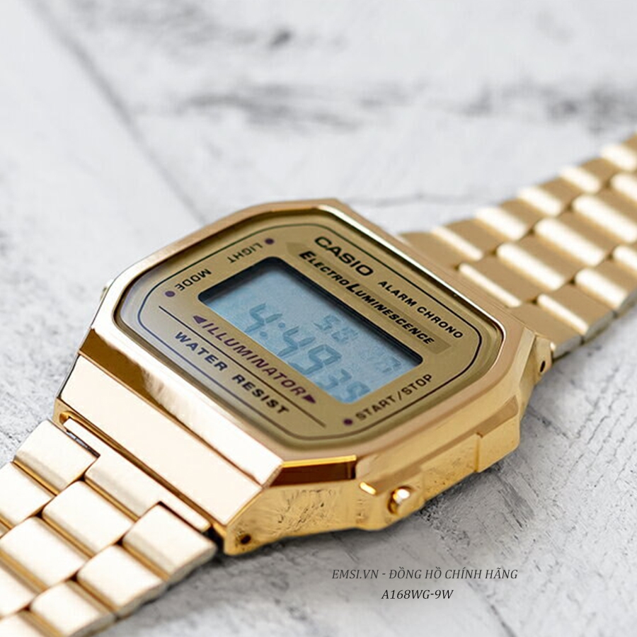 Đồng hồ Casio Nam A168WG-9WDF - 36mm Unisex - Kính Nhựa - Emsi.vn