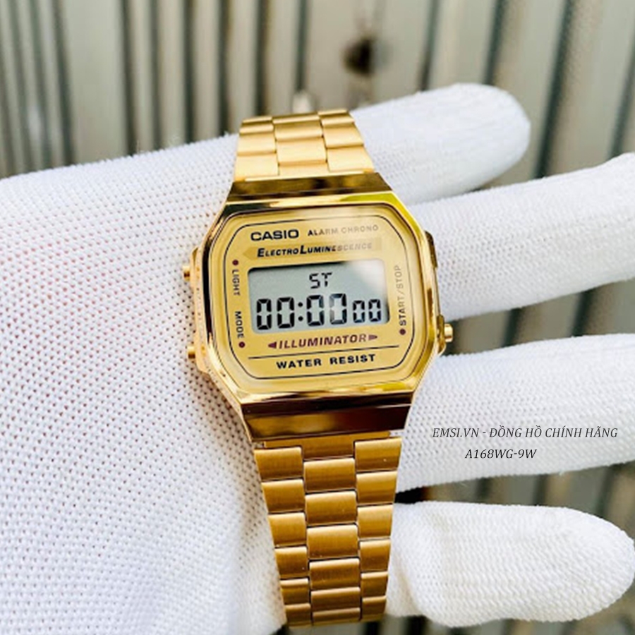 Đồng hồ Casio Nam A168WG-9WDF - 36mm Unisex - Kính Nhựa - Emsi.vn