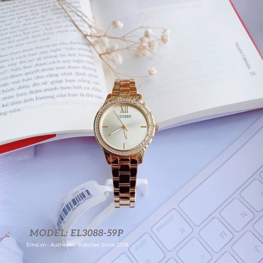Citizen EL3088-59P - Đồng Hồ Nữ - Eco Drive - Kính Khoáng - Size Mặt 35mm - Bảo Hành 5 Năm - Chính Hãng