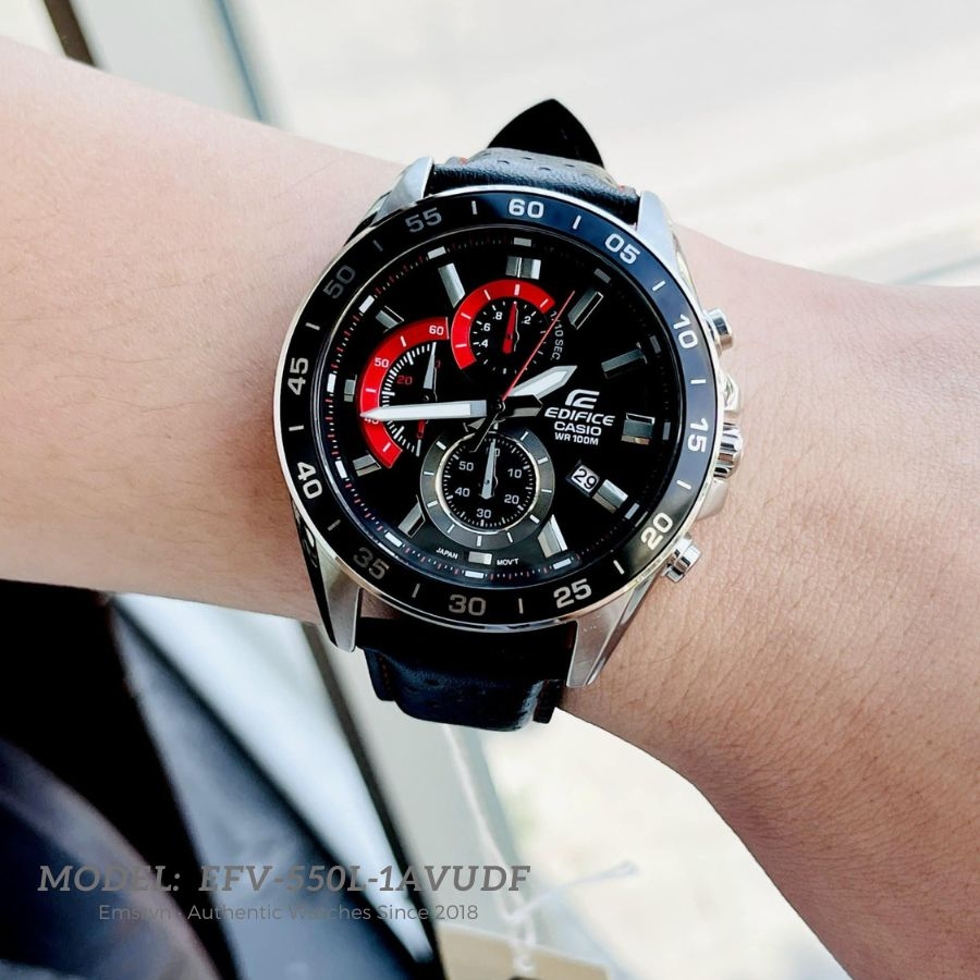 Casio Edifice EFV-550L-1AVUDF - Đồng Hồ Nam - Pin / Quartz - Kính Khoáng - Size Mặt 47mm - Bảo Hành 5 Năm - Chính Hãng