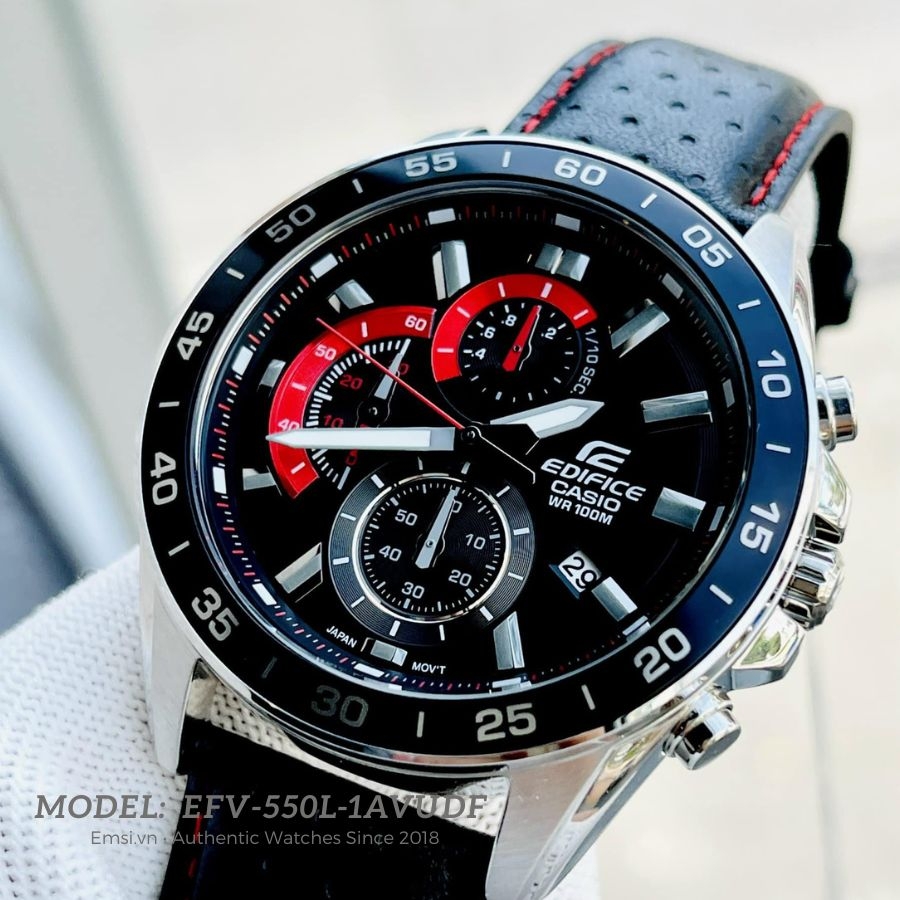 Casio Edifice EFV-550L-1AVUDF - Đồng Hồ Nam - Pin / Quartz - Kính Khoáng - Size Mặt 47mm - Bảo Hành 5 Năm - Chính Hãng