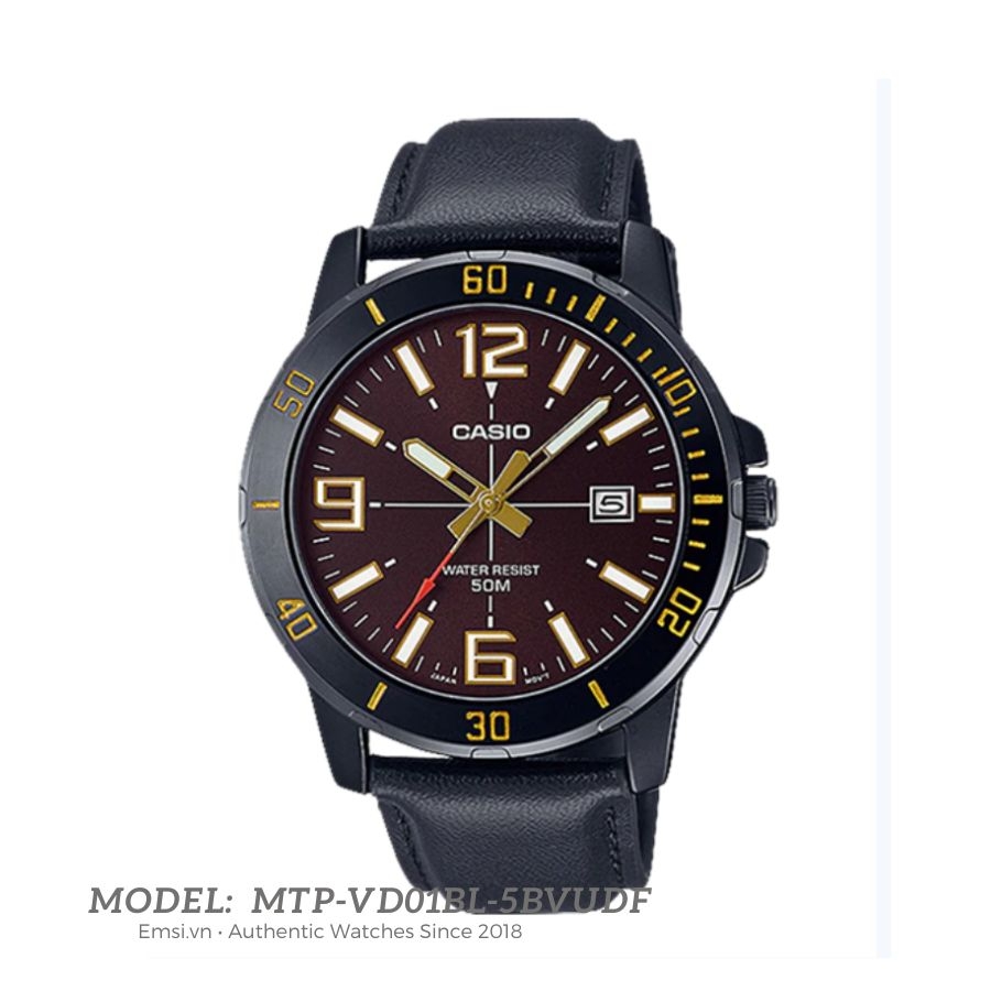 Casio MTP-VD01BL-5BVUDF - Đồng Hồ Nam - Pin / Quartz - Kính Khoáng - Size Mặt 45mm - Bảo Hành 5 Năm - Chính Hãng
