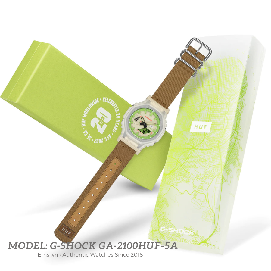 G-Shock GA-2100HUF-5A | G-Shock | HUF | Dây Vải | Kim - Số | Carbon | WR20BAR