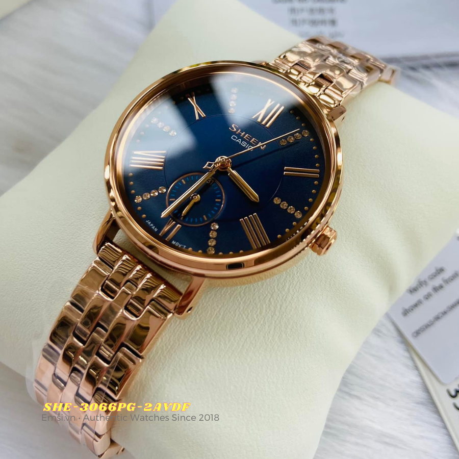 Casio Sheen SHE-3066PG-2AVDF - Đồng Hồ Nữ - Pin / Quartz - Kính Khoáng - Size Mặt 34mm - Bảo Hành 5 Năm - Chính Hãng