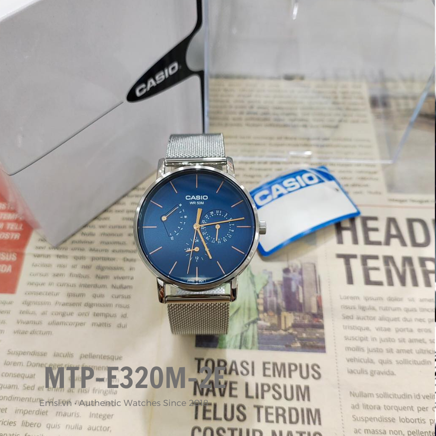 Casio MTP-E320M-2EVDF - Đồng Hồ Nam - Pin / Quartz - Kính Khoáng - Size Mặt 40mm - Bảo Hành 5 Năm - Chính Hãng - Emsi.vn