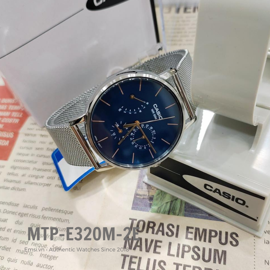 Casio MTP-E320M-2EVDF - Đồng Hồ Nam - Pin / Quartz - Kính Khoáng - Size Mặt 40mm - Bảo Hành 5 Năm - Chính Hãng - Emsi.vn