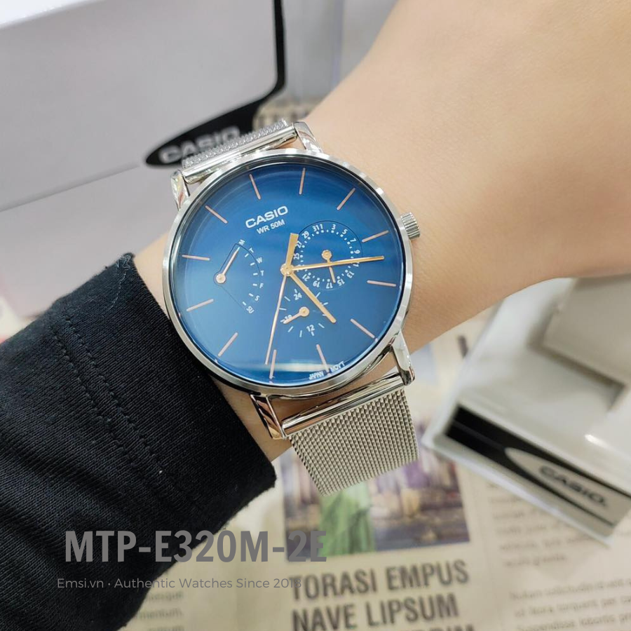 Casio MTP-E320M-2EVDF - Đồng Hồ Nam - Pin / Quartz - Kính Khoáng - Size Mặt 40mm - Bảo Hành 5 Năm - Chính Hãng - Emsi.vn
