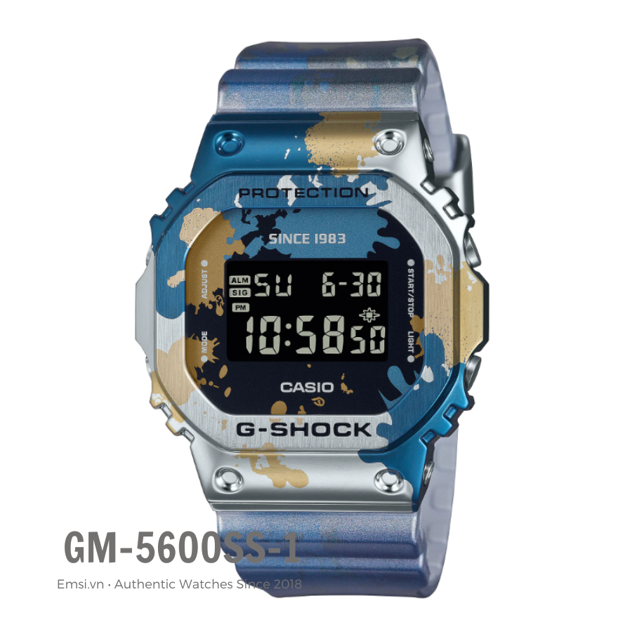 GM-5600SS-1DR | Đồng Hồ Casio | G-Shock | Dây Nhựa | Viền Kim Loại | Mặt Điện Tử | Chống Nước WR20BAR