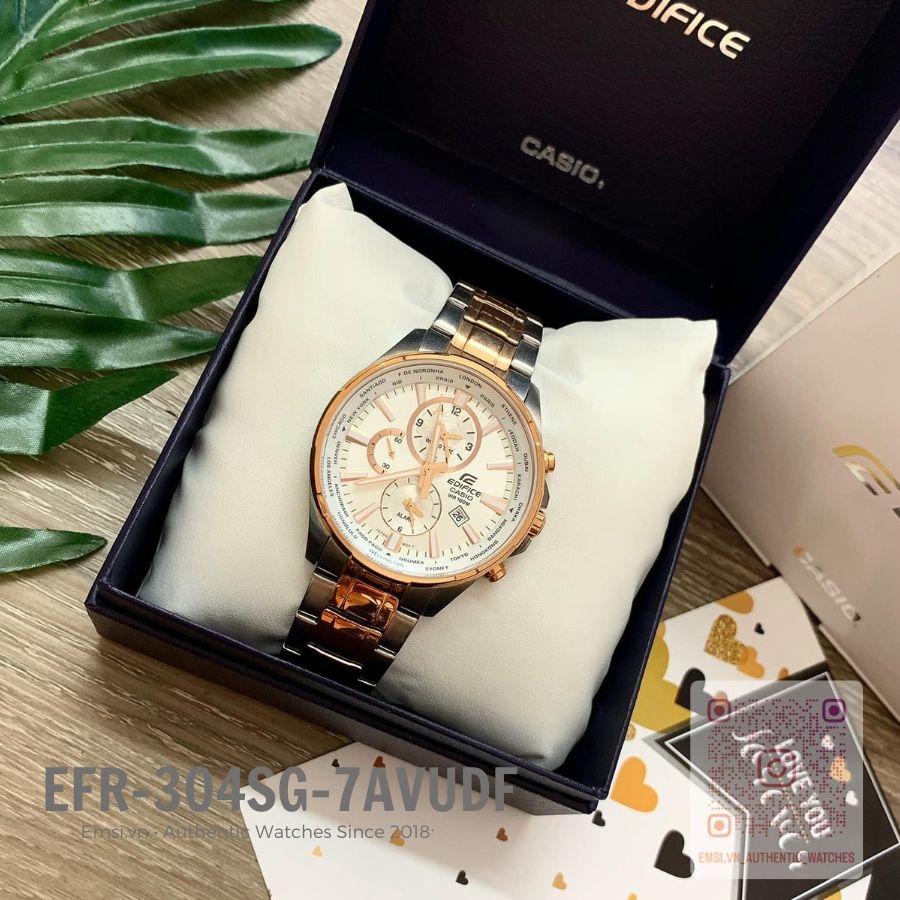 Casio Edifice EFR-304SG-7AVUDF - Đồng Hồ Nam - Pin / Quartz - Kính Khoáng - Size Mặt 45mm - Bảo Hành 5 Năm - Chính Hãng