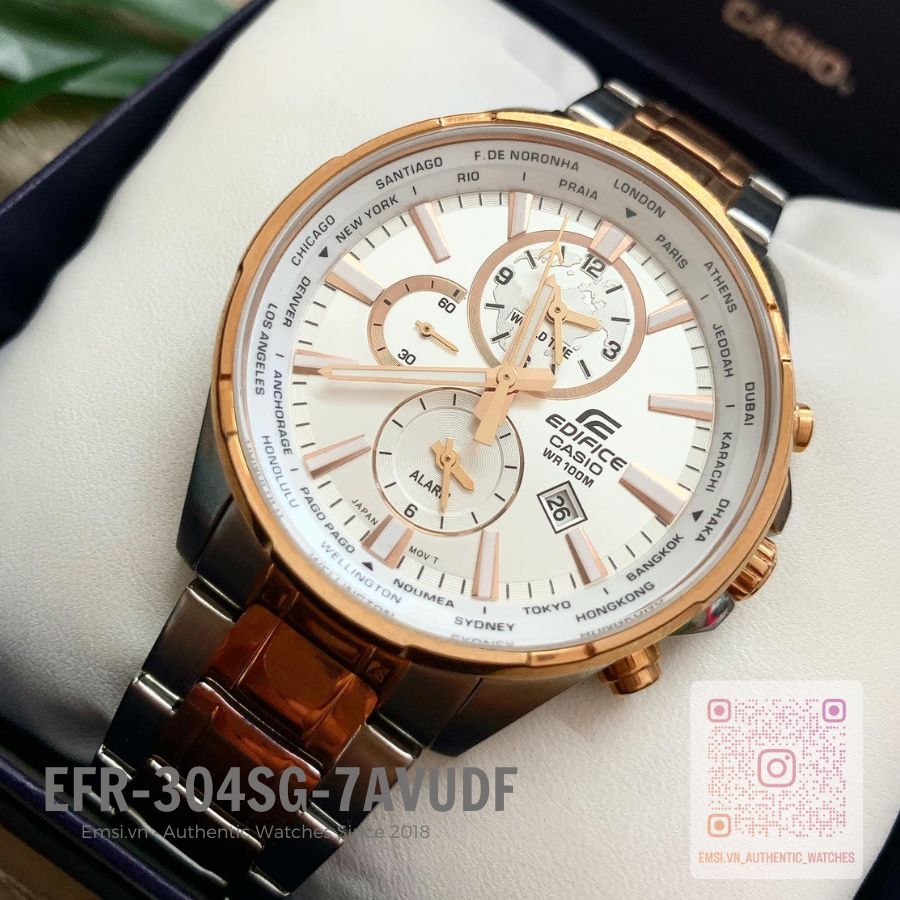 Casio Edifice EFR-304SG-7AVUDF - Đồng Hồ Nam - Pin / Quartz - Kính Khoáng - Size Mặt 45mm - Bảo Hành 5 Năm - Chính Hãng
