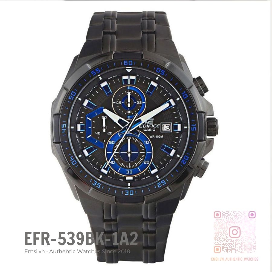 Casio Edifice EFR-539BK-1A2 - Đồng Hồ Nam - Pin / Quartz - Kính Khoáng - Size Mặt 49.5mm EMSI.VN
