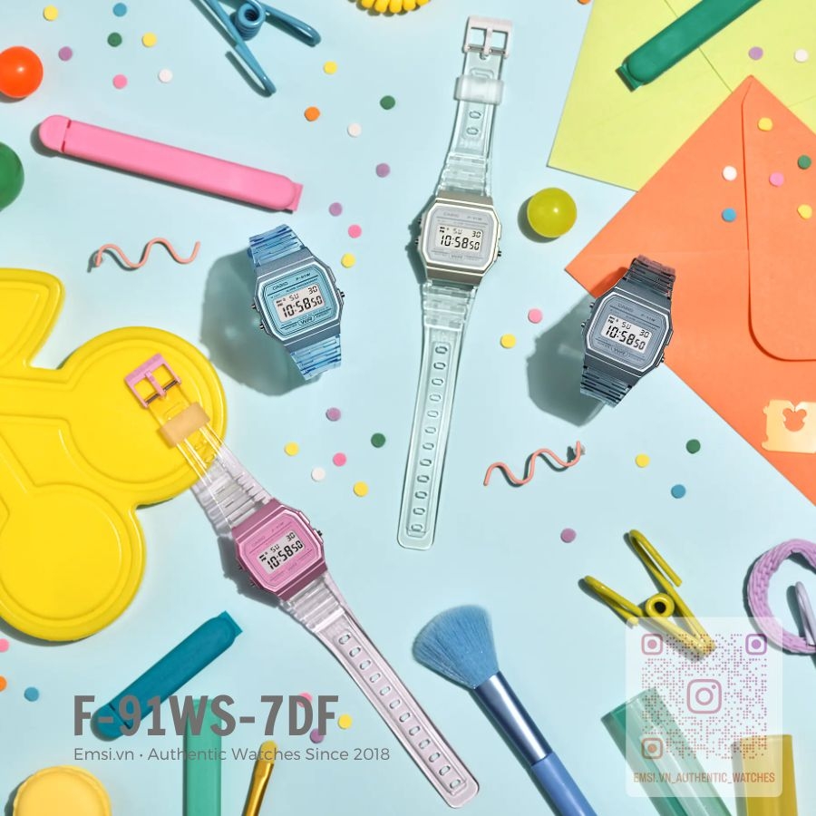 Casio F-91WS-7DF - Đồng Hồ Nữ - Pin / Quartz - Kính Khoáng - Size Mặt 35mm - Bảo Hành 5 Năm - Emsi.vn