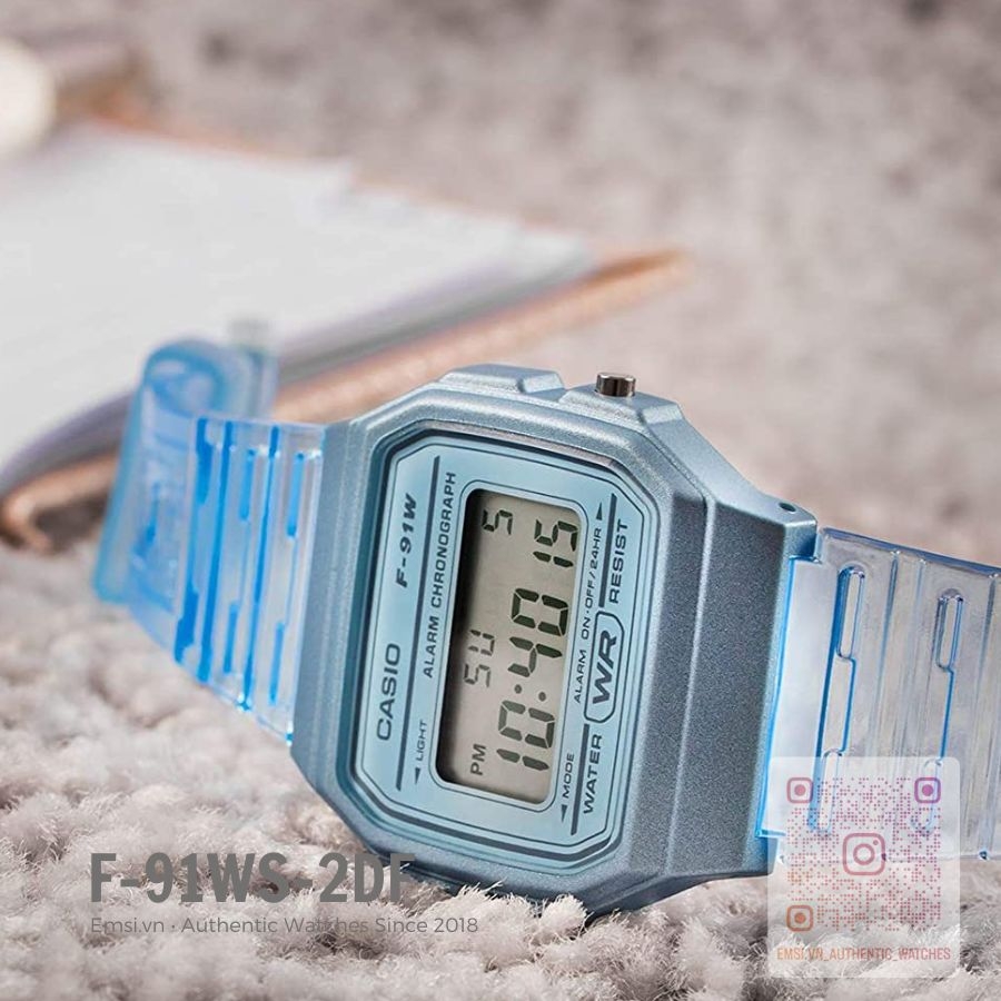 Casio F-91WS-2DF - Đồng Hồ Nữ - Pin / Quartz - Kính Khoáng - Size Mặt 35mm - Bảo Hành 5 Năm - Chính Hãng