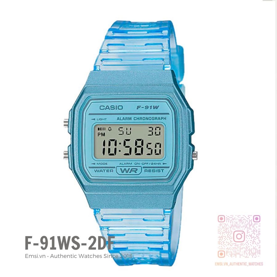 Casio F-91WS-2DF - Đồng Hồ Nữ - Pin / Quartz - Kính Khoáng - Size Mặt 35mm - Bảo Hành 5 Năm - Chính Hãng