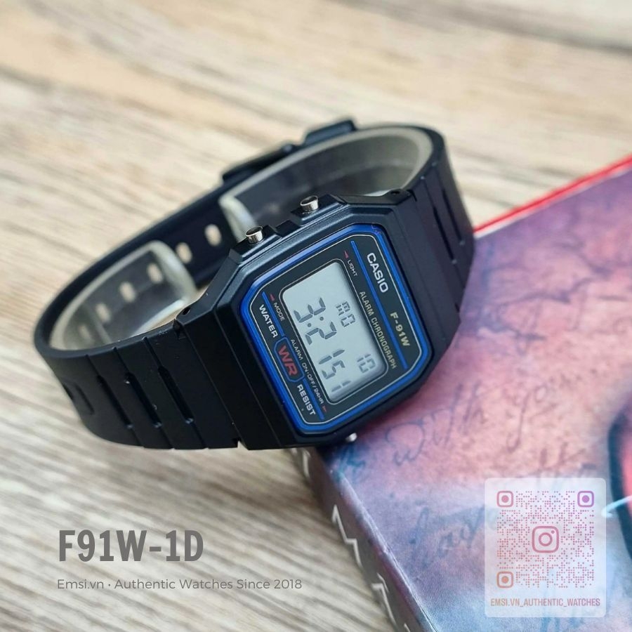 Casio F-91W-1DG - Đồng Hồ Nam - Điện Tử - Kính Nhựa - Bảo Hành 5 Năm - Chính Hãng