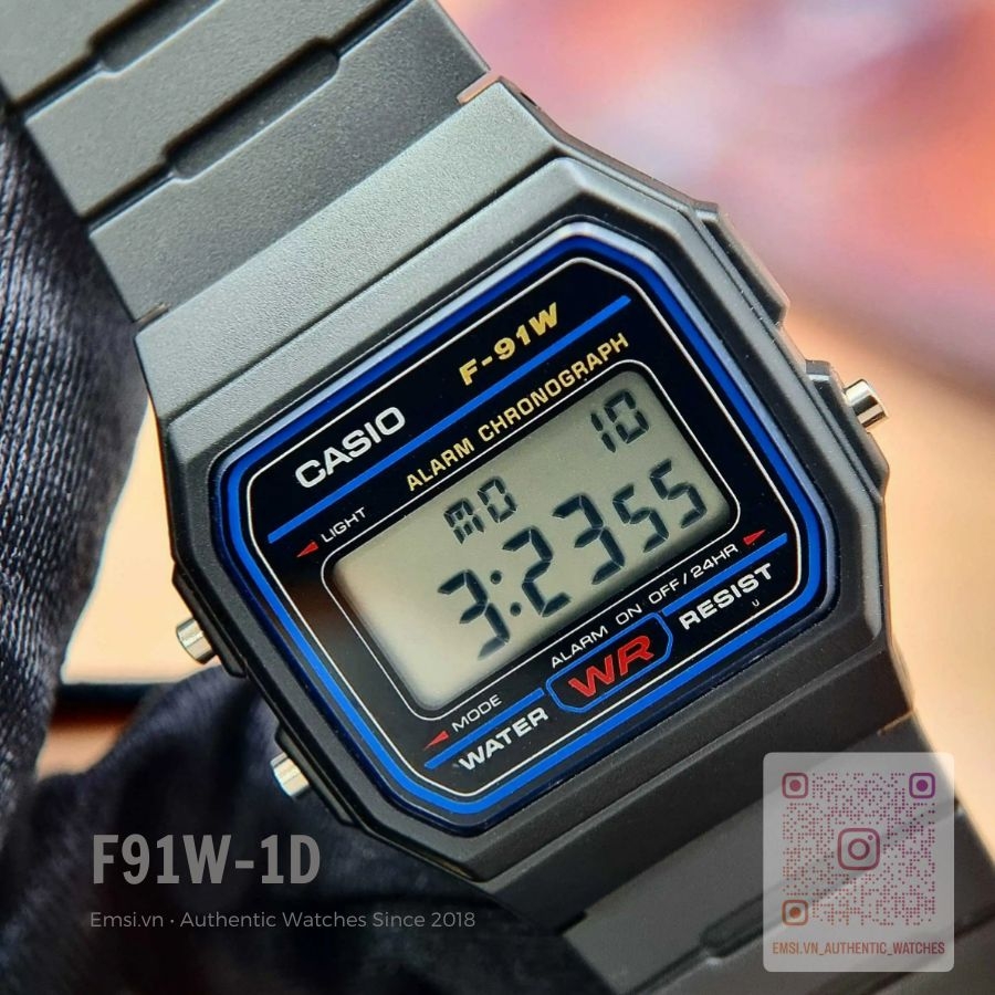 Casio F-91W-1DG - Đồng Hồ Nam - Điện Tử - Kính Nhựa - Bảo Hành 5 Năm - Chính Hãng