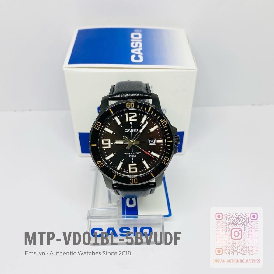 Casio MTP-VD01BL-5BVUDF - Đồng Hồ Nam - Pin / Quartz - Kính Khoáng - Size Mặt 45mm - Bảo Hành 5 Năm - Chính Hãng