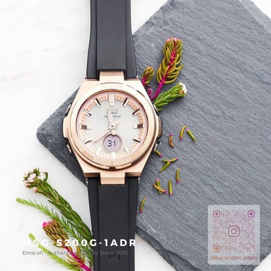 Casio MSG-S200G-1ADR - Đồng Hồ Nữ - Năng Lượng Mặt Trời - Kính Khoáng - Size Mặt 38.5mm - Bảo Hành 5 Năm - Chính Hãng