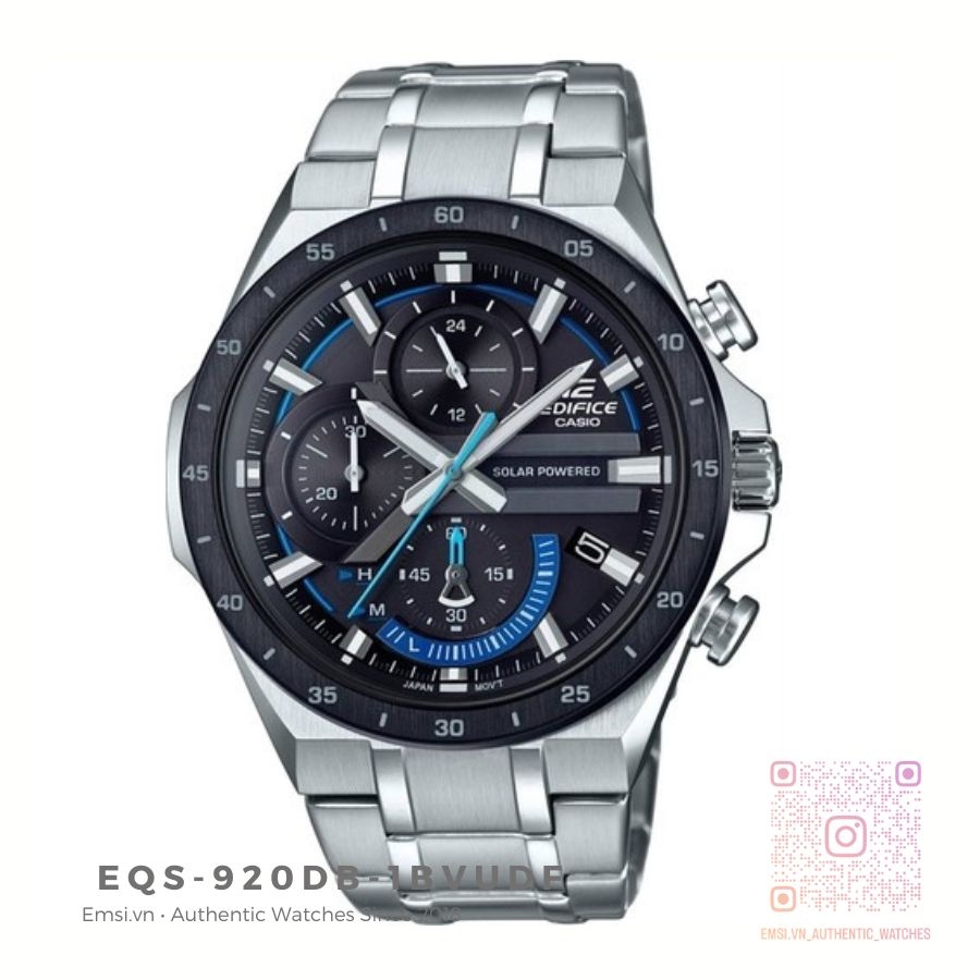 Casio Edifice EQS-920DB-1BVUDF - Đồng Hồ Nam - Năng Lượng Mặt Trời - Kính Khoáng - Size Mặt 47mm - Bảo Hành 5 Năm - Chính Hãng