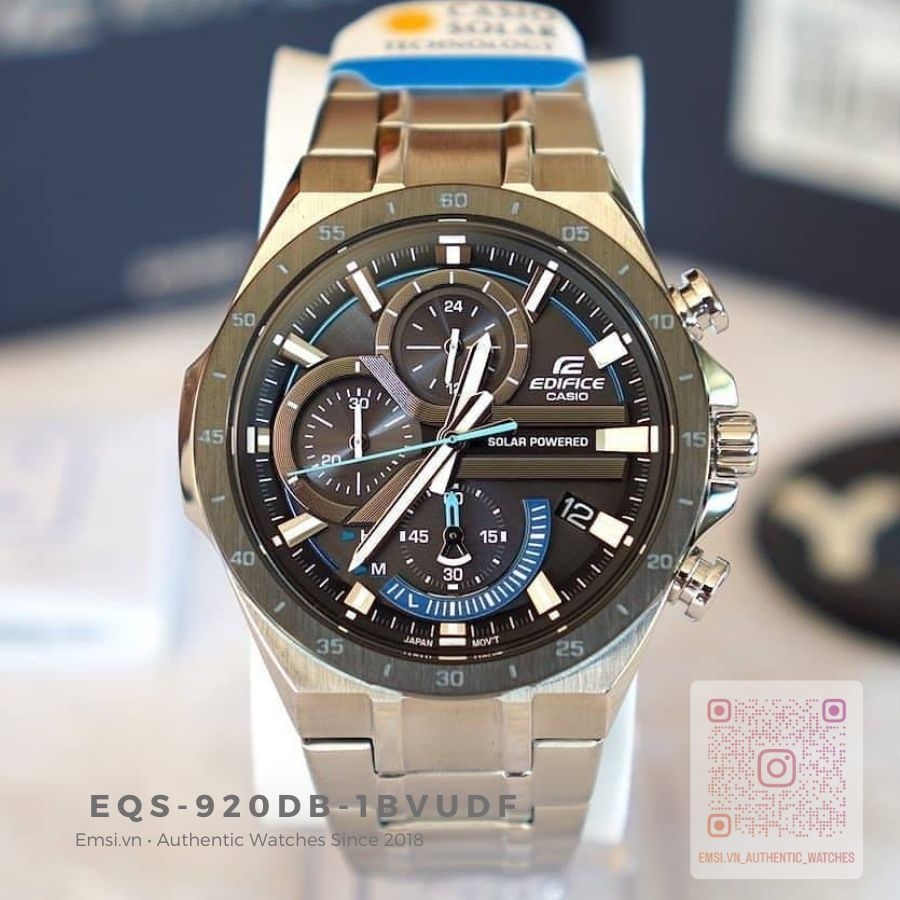 Casio Edifice EQS-920DB-1BVUDF - Đồng Hồ Nam - Năng Lượng Mặt Trời - Kính Khoáng - Size Mặt 47mm - Bảo Hành 5 Năm - Chính Hãng