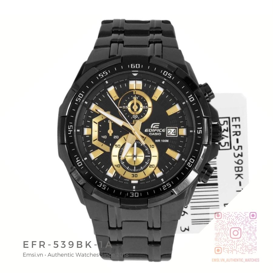 Casio Edifice EFR-539BK-1AVUDF - Đồng Hồ Nam - Pin / Quartz - Kính Khoáng - Size Mặt 49.5mm - Bảo Hành 5 Năm - Chính Hãng