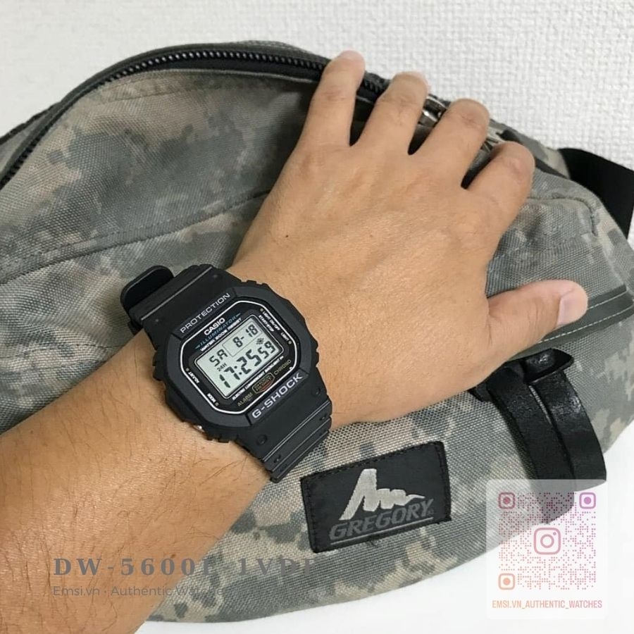 G-Shock DW-5600E-1VDF - Đồng Hồ Nam - Điện Tử - Kính Khoáng - Size Mặt 43mm - Bảo Hành 5 Năm - Chính Hãng