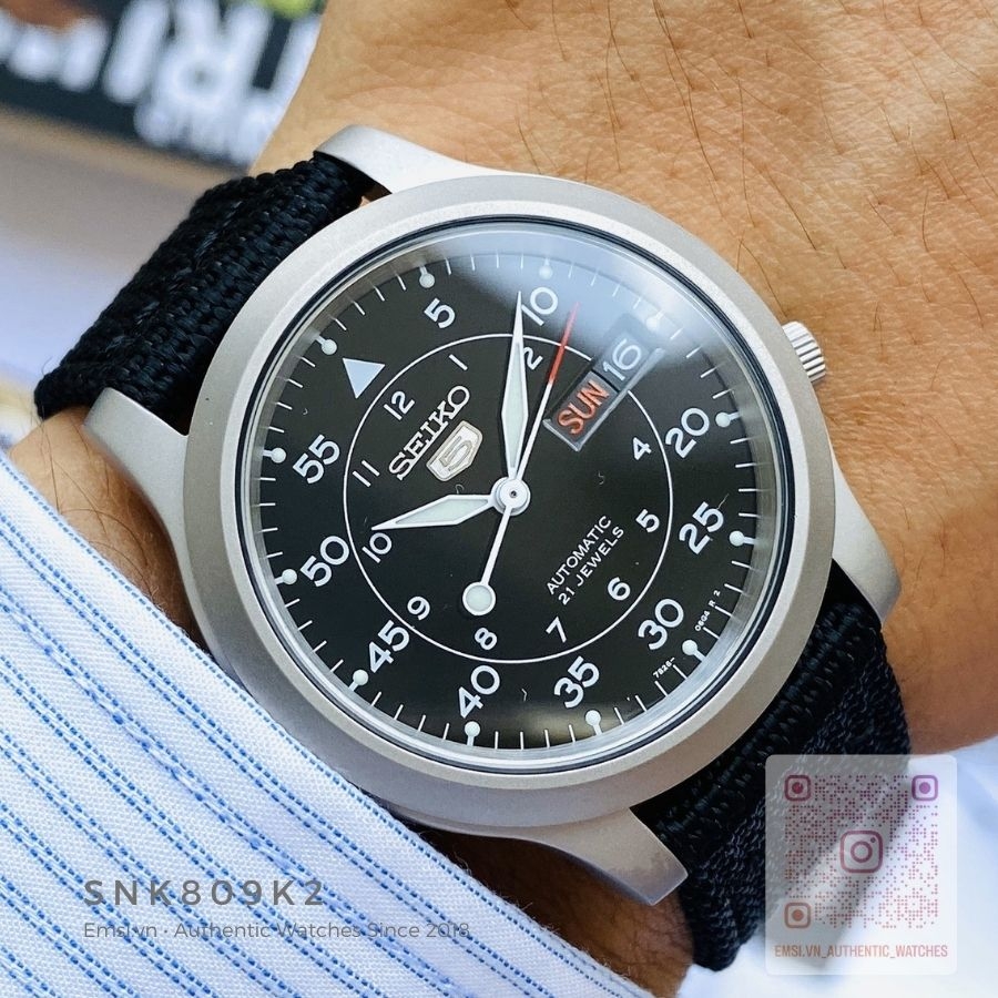 Seiko 5 SNK809K2 - Đồng Hồ Nam - Máy Cơ / Automatic - Size Mặt 37mm - Kính Khoáng EMSI.VN