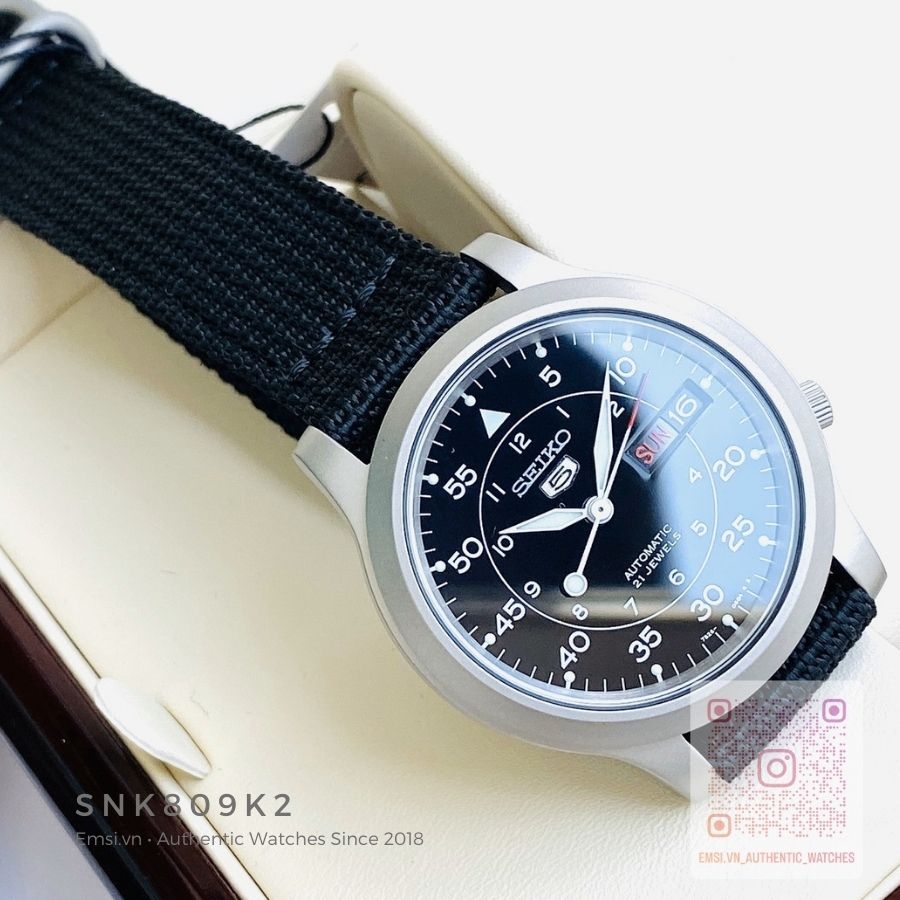 Seiko 5 SNK809K2 - Đồng Hồ Nam - Máy Cơ / Automatic - Size Mặt 37mm - Kính Khoáng EMSI.VN
