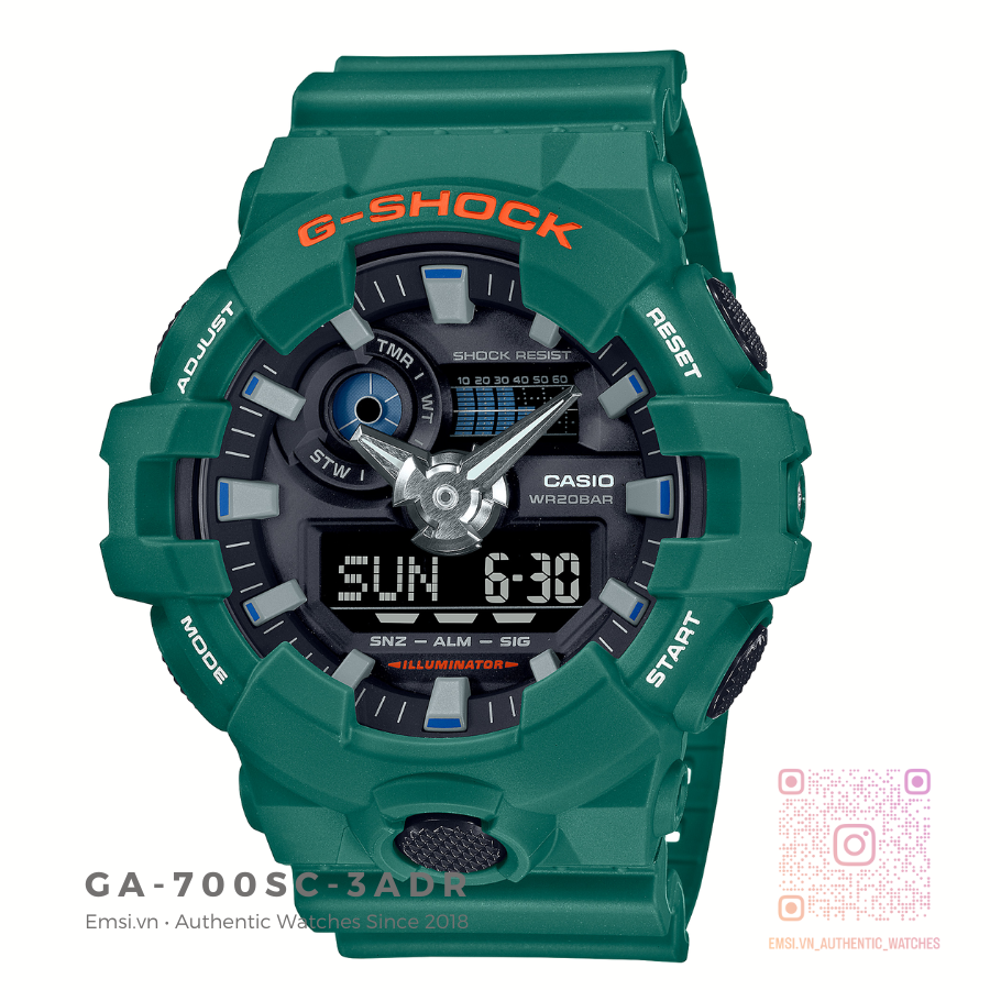 Casio GA-700SC-3ADR - Đồng Hồ Nam - Pin / Quartz - Kính Khoáng - Size Mặt 53.4mm - Bảo Hành 5 Năm - Chính Hãng