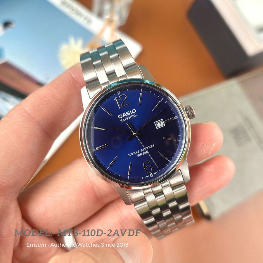 Casio MTS-110D-2AVDF - Đồng Hồ Nam - Pin / Quartz - Kính Sapphire - Size Mặt 39mm - Bảo Hành 5 Năm - Chính Hãng