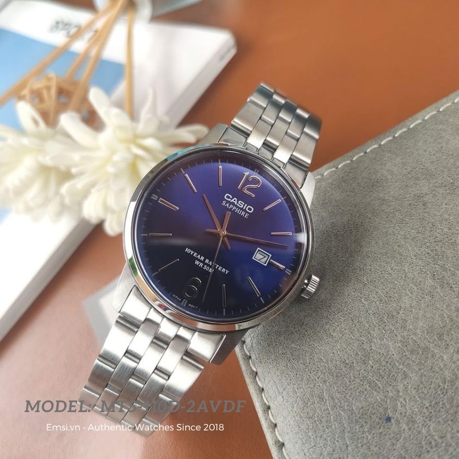 Casio MTS-110D-2AVDF - Đồng Hồ Nam - Pin / Quartz - Kính Sapphire - Size Mặt 39mm - Bảo Hành 5 Năm - Chính Hãng