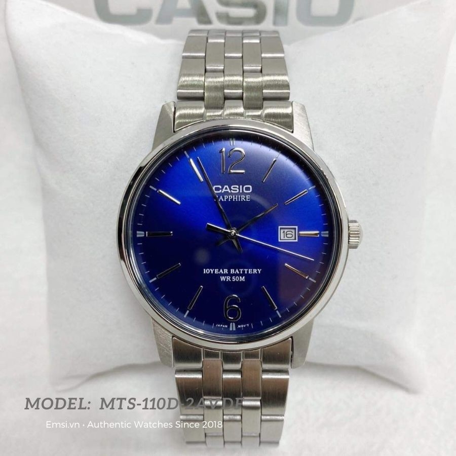 Casio MTS-110D-2AVDF - Đồng Hồ Nam - Pin / Quartz - Kính Sapphire - Size Mặt 39mm - Bảo Hành 5 Năm - Chính Hãng