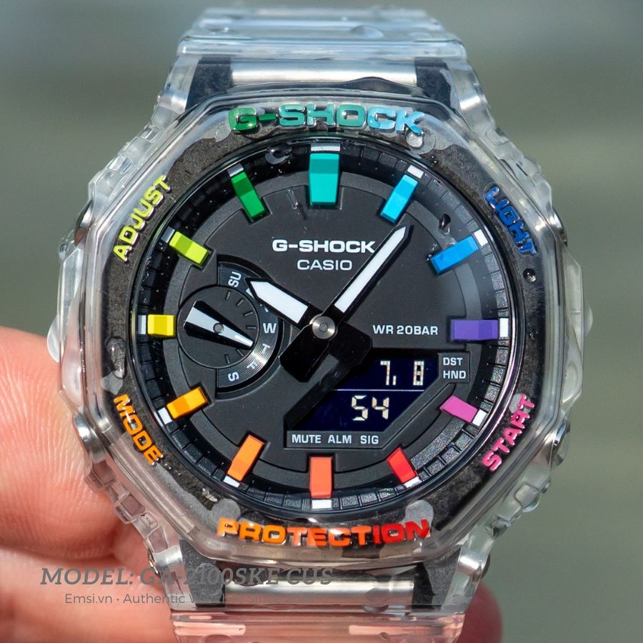 Custom Jelly Rainbow Casioak Casio G Shock GA2100SKE 7A - Phiên Bản Mới