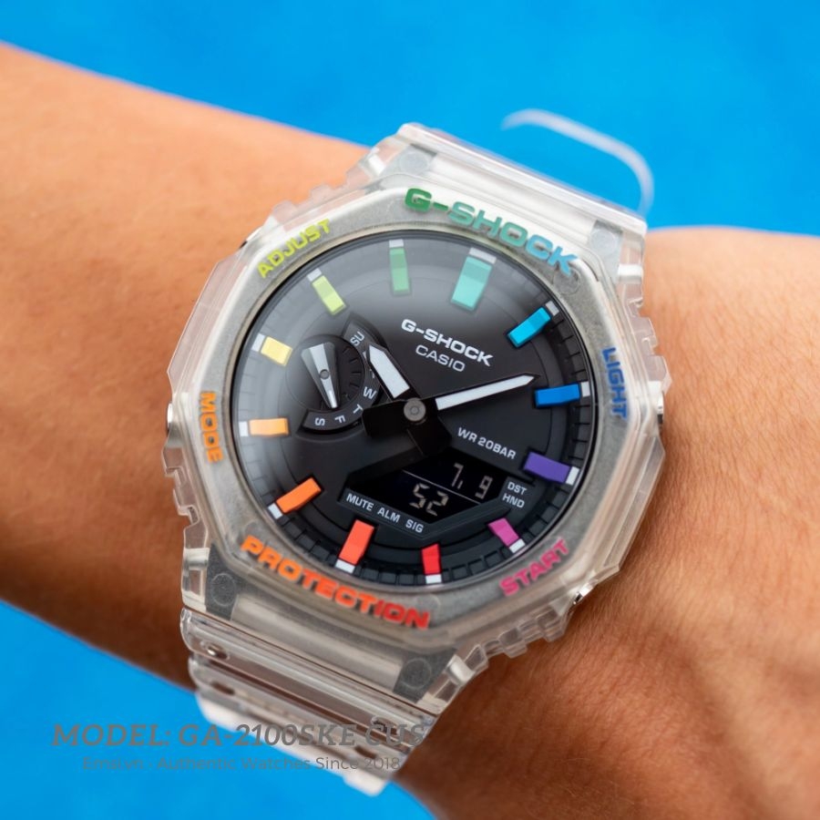 Custom Jelly Rainbow Casioak Casio G Shock GA2100SKE 7A - Phiên Bản Mới