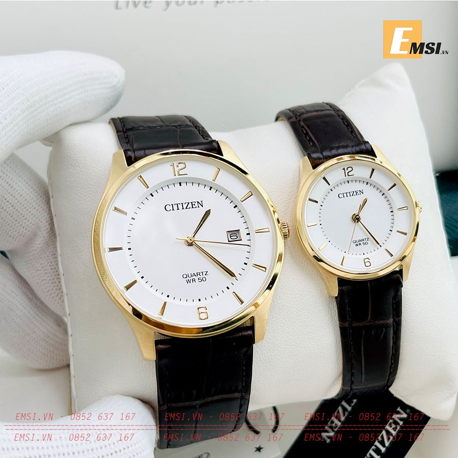 Đồng Hồ Cặp Nam Nữ Citizen BD0043-08B và ER0203-00B Chính Hãng Dây Da Cao Cấp