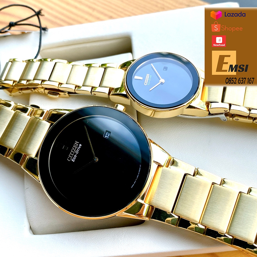 Đồng hồ cặp Citizen Eco Drive Axiom AU1062-56E & GA1052-55E