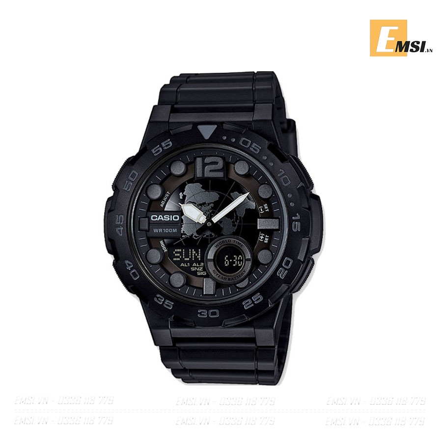 Casio AEQ-100W-1B - Đồng Hồ Nam - Điện Tử - Kính Nhựa - Size Mặt 47.5mm - Bảo Hành 5 Năm - Chính Hãng - Emsi.vn