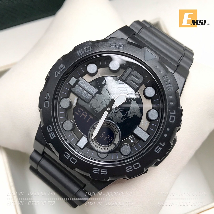Casio AEQ-100W-1A - Đồng Hồ Nam - Điện Tử - Kính Nhựa - Size Mặt 48mm - Bảo Hành 5 Năm - Chính Hãng -Emsi.vn