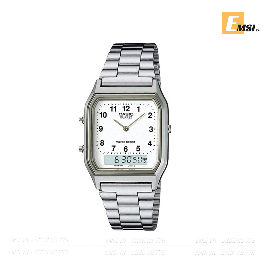 Đồng hồ Unisex Casio Vintage AQ-230A-7BMQ dây kim loại - Emsi.vn