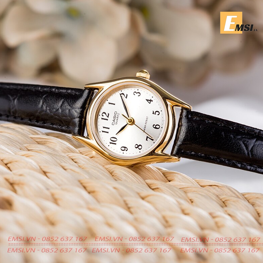 Đồng hồ Casio LTP-1094Q-7B2R dây da màu đen - Mặt số viền mạ vàng - Emsi.vn