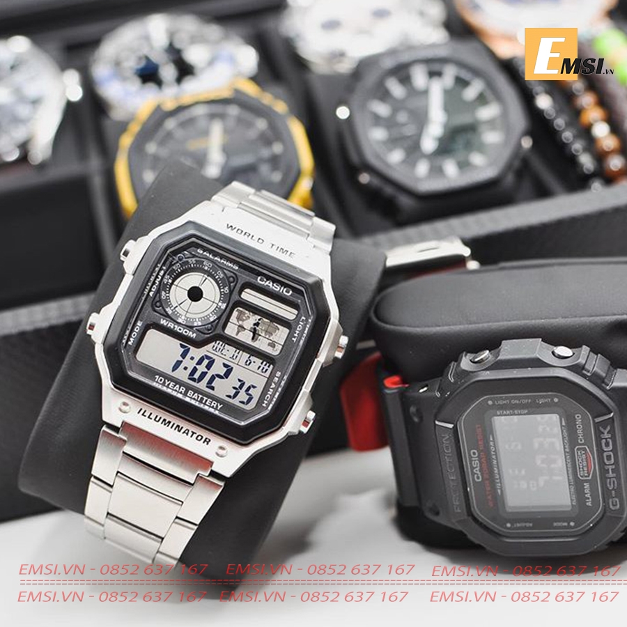 Đồng Hồ nam Casio AE-1200WHD-1AVDF Dây Kim Loại - Pin mạnh mẽ - Chống Nước 3atm. Trẻ trung năng động